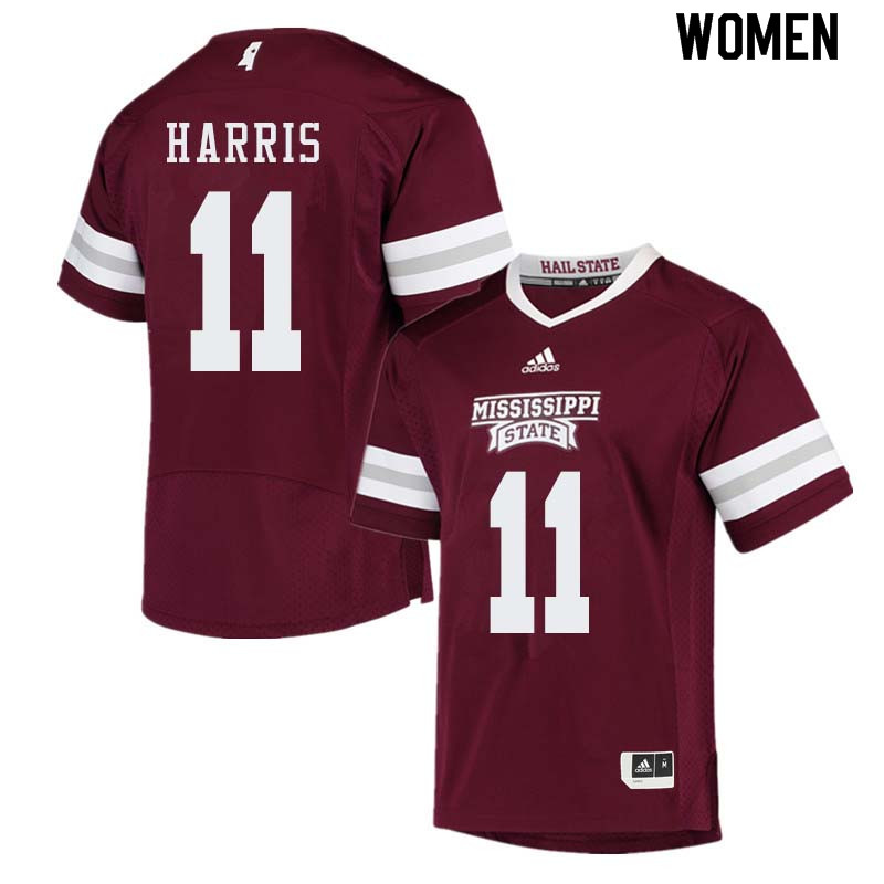 Women #11 Dezmond Harris Mississippi State Bulldogs College Football Jerseys Sale-Maroon